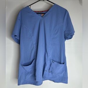 Women's Dickies Style 82841 4 way Stretch Light Blue V-Neck Scrub Top XL.